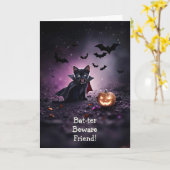 フレンドハロウィーンかわいおもしろいと黒猫 カード (黄色い花)