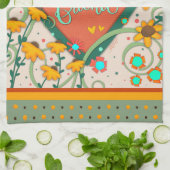 フレンドハートおもしろいシックフローラスタイリッシュデイジー キッチンタオル (折り畳み)