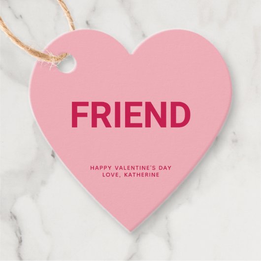 フレンドピンクハートかわいいバレンタインデーカスタムズ フェイバータグ (正面)