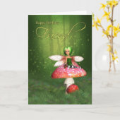 フレンドフェアリー誕生日カードウッドランドフェアリーハッピー カード (黄色い花)