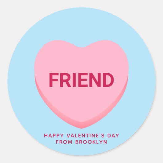 フレンドブルーピンクの会話ハートバレンタイン ラウンドシール (正面)