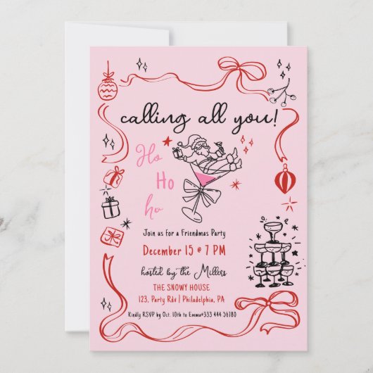 フレンドマスクリスマスカクテルホリデーパーティー 案内状 (正面)