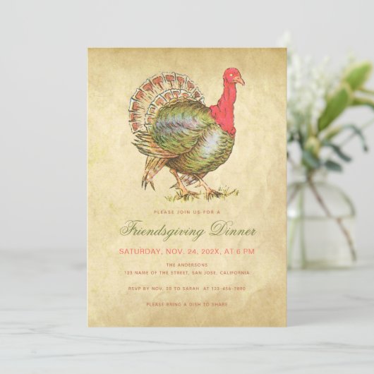 フレンドリディナーヴィンテージトルコアンティーク紙 招待状 (スタンド正面)