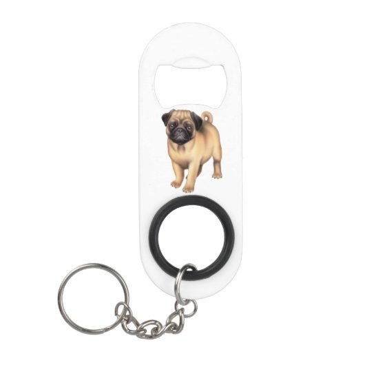 フレンドリーで若いパグ犬の栓抜き キーホルダー栓抜き (正面)