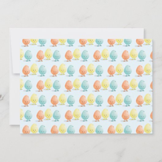 フレンドリーなイースターエッグの狩りの横の漫画 招待状 (裏面)