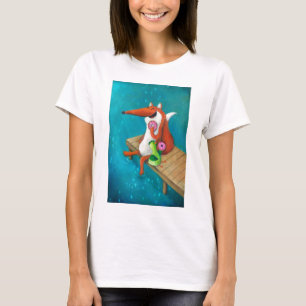 フレンドリーなキツネおよび鶏の食べ物のドーナツ Tシャツ