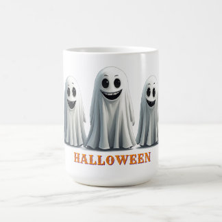 フレンドリーなキャラクターの幽霊グループのハロウィン楽しい夜 コーヒーマグカップ