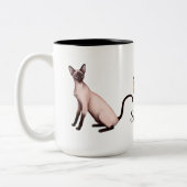 フレンドリーなシャム猫のカスタマイズ可能なマグ ツートーンマグカップ (左)