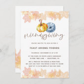 フレンドリーなディナーの水色 招待状 (正面/裏面)