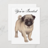 フレンドリーなパグ犬の招待状 招待状 (正面/裏面)