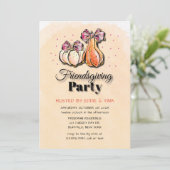 フレンドリーなパーティーをオレンジ色の紫の金ゴールド 招待状 (スタンド正面)