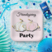 フレンドリーなパーティーピンクホワイトカボチャ ペーパープレート (パーティー)