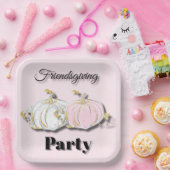 フレンドリーなパーティーピンクホワイトカボチャ ペーパープレート (パーティー)