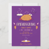 フレンドリーな夕食 | 紫と金ゴールド 招待状 (裏面)