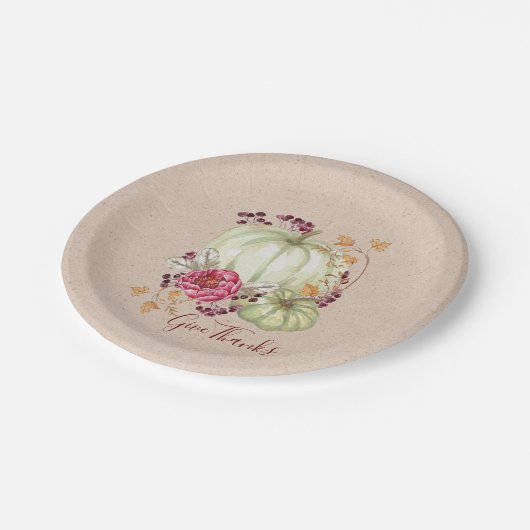 フレンドリーな感謝祭の水の色かぼちゃ ペーパープレート (アングル)