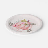 フレンドリーな感謝祭の水色カボチャのピンク ペーパープレート (アングル)