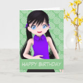 フレンドリーな日本製アニメのバースデー・カード カード (黄色い花)