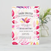 フレンドリーな水の色ピンク紫の黄色離れの 招待状 (スタンド正面)