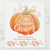フレンドリーな秋パンプキンアートカスタムワインのラベル ワインラベル (シングルラベル)