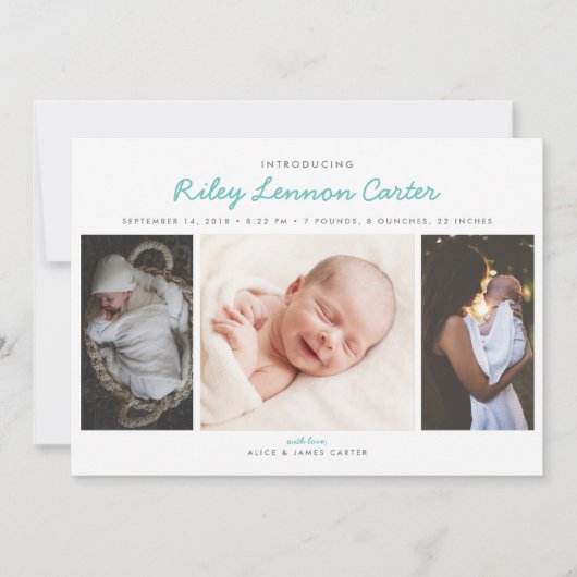 フレンドリーな紹介写真 誕生のお知らせ 案内状 (正面)