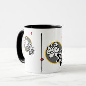 フレンドリーな花のコーヒー・マグのエレガントで赤く黄色い灰色 マグカップ (正面左)