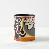 フレンドリーな花の大きい赤く黄色いコーヒー・マグ マグカップ (中央)