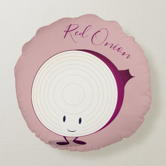 フレンドリーな赤タマネギのマンガのキャラクタ ラウンドクッション (裏面)