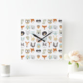 フレンドリーな顔|のかわいい動物のポートレート スクエア壁時計 (ホーム)