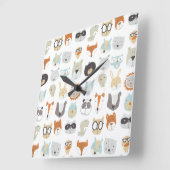 フレンドリーな顔|のかわいい動物のポートレート スクエア壁時計 (傾斜)