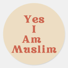 フレンドリーな"Yes I AM Muslim"アイデンティティステッカー ラウンドシール