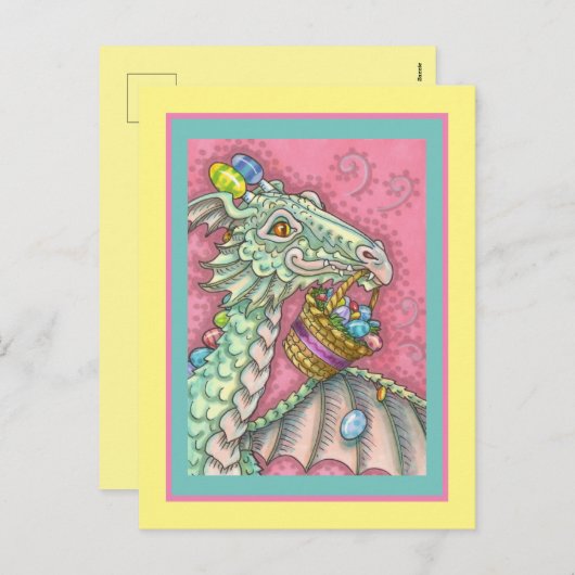 フレンドリーイースター卵ドラゴンかわいいファンタジー シーズンポストカード (正面/裏面)