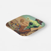 フレンドリーエイリアン付お誕生日ケーキ ペーパープレート (傾斜あり)