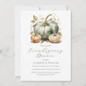 フレンドリーエレガントな水の色ディナー 招待状 (正面)