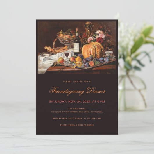 フレンドリーエレガントディナーヴィンテージパンプキンフルーツ 招待状 (スタンド正面)