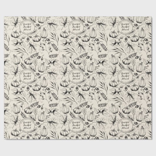フレンドリーエレガント秋ハーベストカボチャカスタムン ラッピングペーパー (フラット)