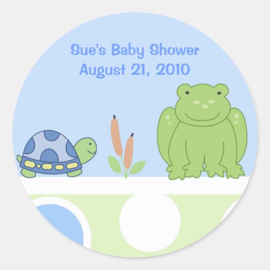 フレンドリーカエルと亀のカスタムステッカー ラウンドシール (正面)