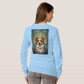 フレンドリーコーギー犬の肖像画 Tシャツ (裏面フル)