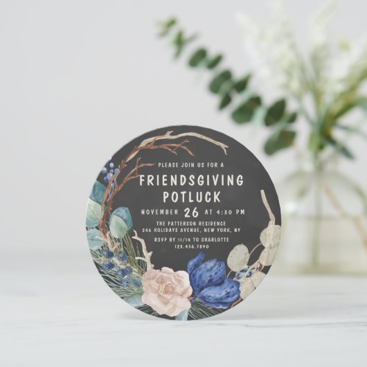 フレンドリージングポトラックディナーウォーターカラーフローラ 招待状 (スタンド正面)