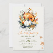フレンドリーディナーウォーターカラーフローラカボチャ 招待状 (正面)
