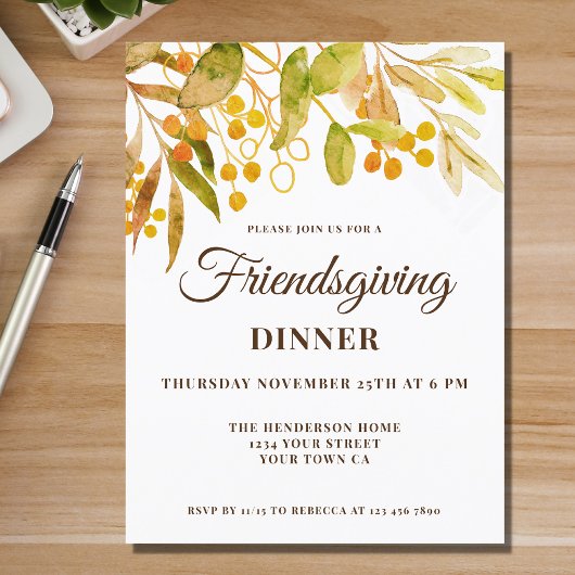 フレンドリーディナー招待状はがき インビテーションポストカード