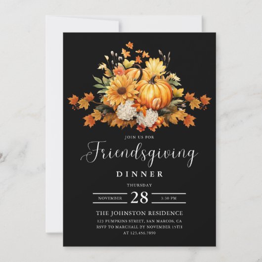 フレンドリーディナー水の色の秋カボチャ 招待状 (正面)