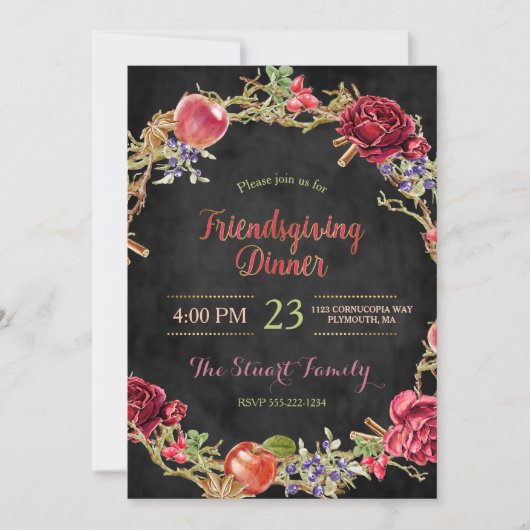 フレンドリーディナー秋アップルシナモンバラ 招待状 (正面)