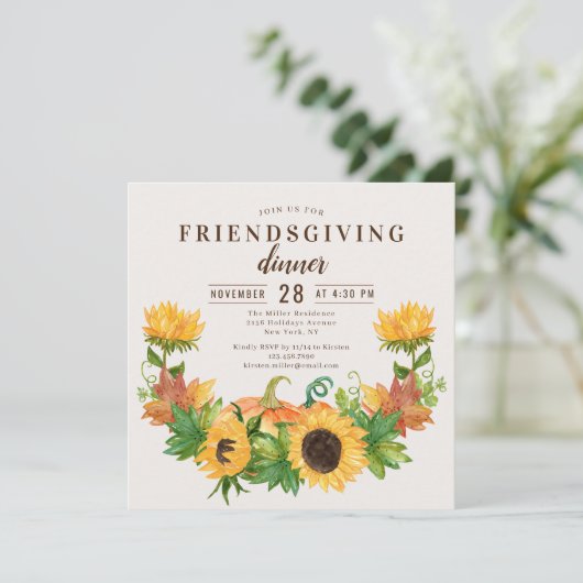 フレンドリーディナー素朴ひまわりカボチャ 招待状 (スタンド正面)