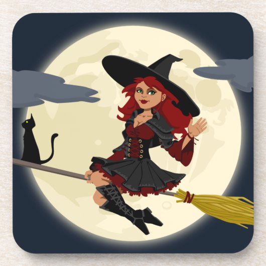 フレンドリーハロウィン魔女キッズ コースター (正面)