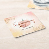 フレンドリーバラ金ゴールドグリッターパンプキン スクエアペーパーコースター (アングル)