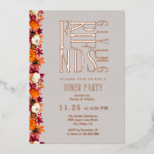 フレンドリーモダンディナーフローラ 箔招待状 (正面)