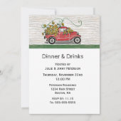 フレンドリーヴィンテージレッドトラックヒマワリフローラ 招待状 (裏面)