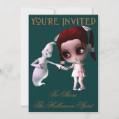 フレンドリー幽霊ハローウィンパーティ招待状 招待状 (正面)