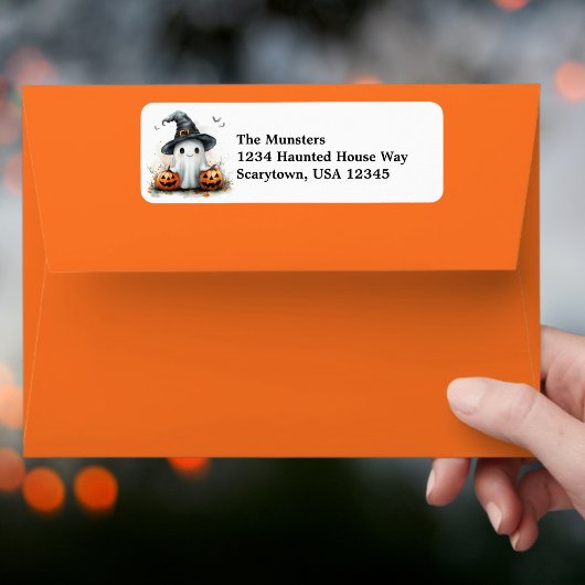 フレンドリー幽霊ブラックウィッチズハット&こうもりハロウィーン ラベル