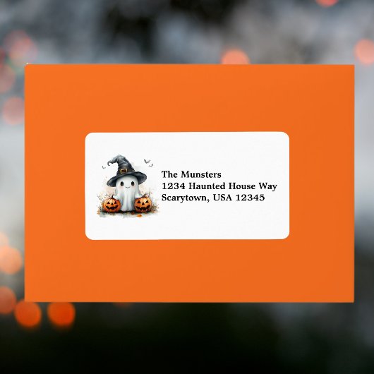 フレンドリー幽霊ブラックウィッチズハット&こうもりハロウィーン ラベル